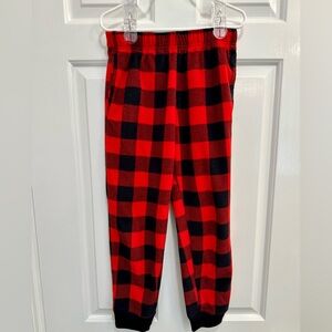 Old Navy Red and Black Buffalo Plaid Kids Pajama Bottoms, Cozy Fleece